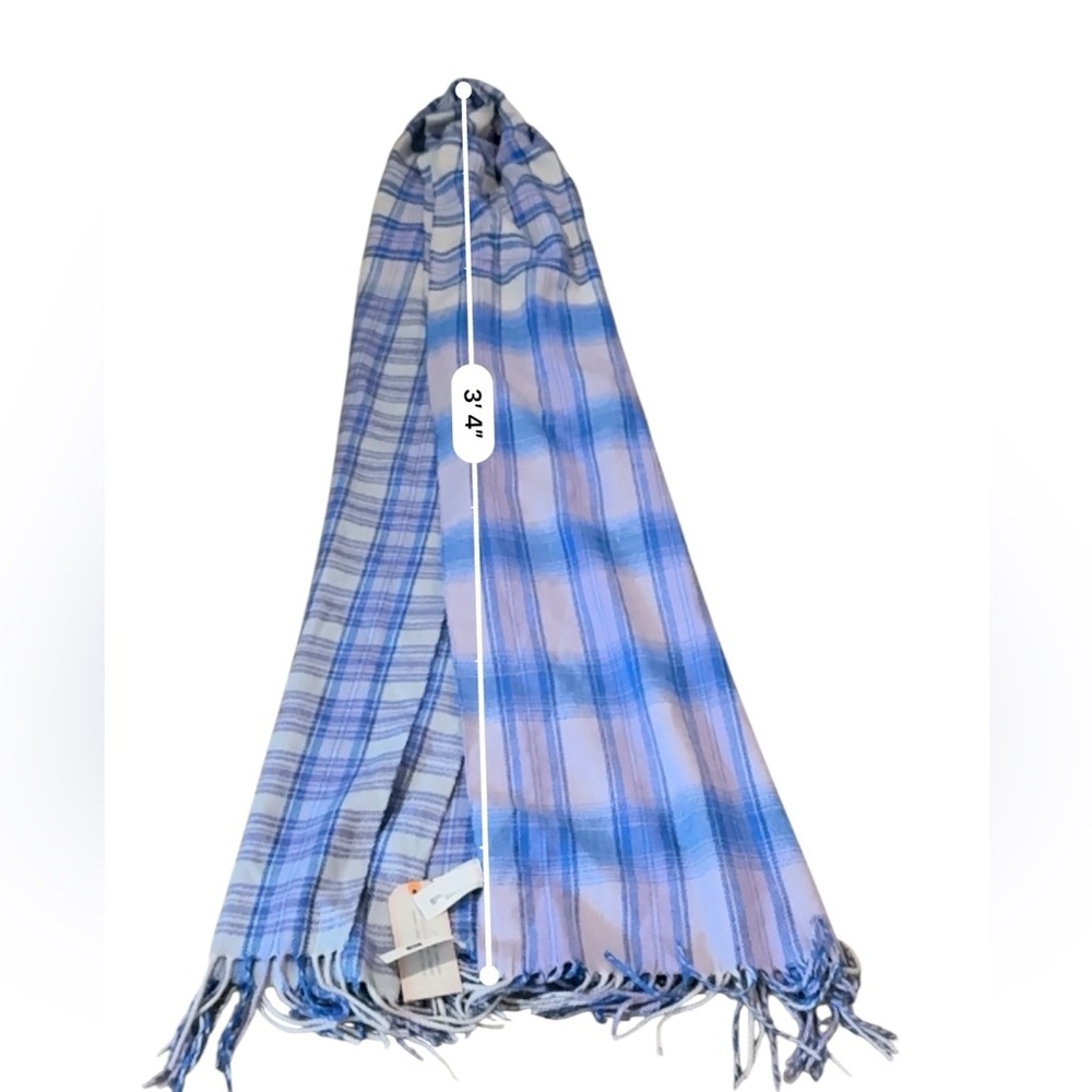 GAP NWT Plaid Fringe Hem Scarf Purple Pink White Soft Unisex Winter Fall‎ - Picture 4 of 4